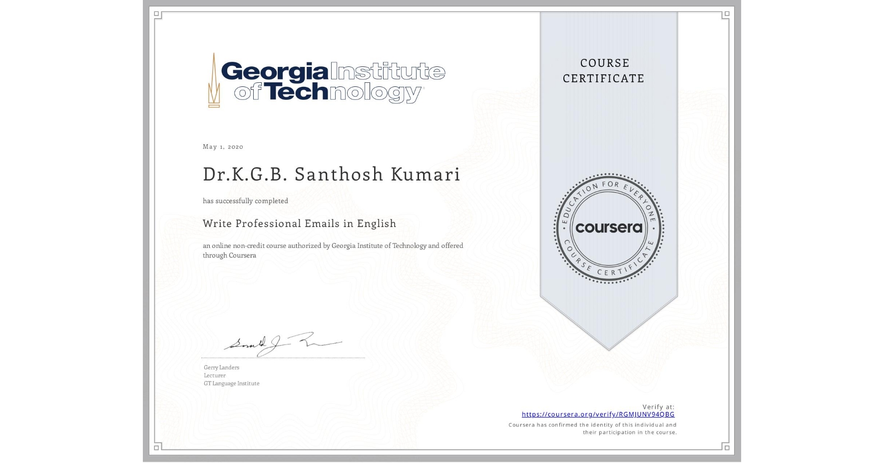 Coursera Certificate 20