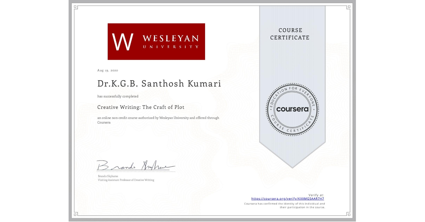 Coursera Certificate 8